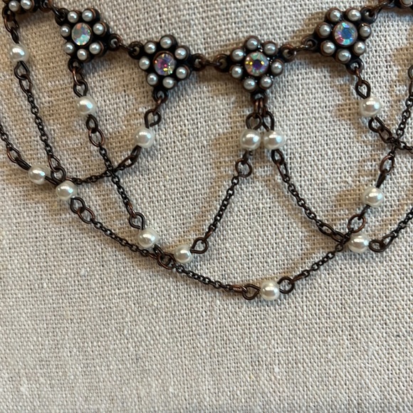 Cute necklace. See photo for length. Tiny faux pearls with rhinestone centers. - Picture 2 of 6